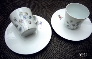 Tasse à thé avec coupelle, porcelaine. Création eMi